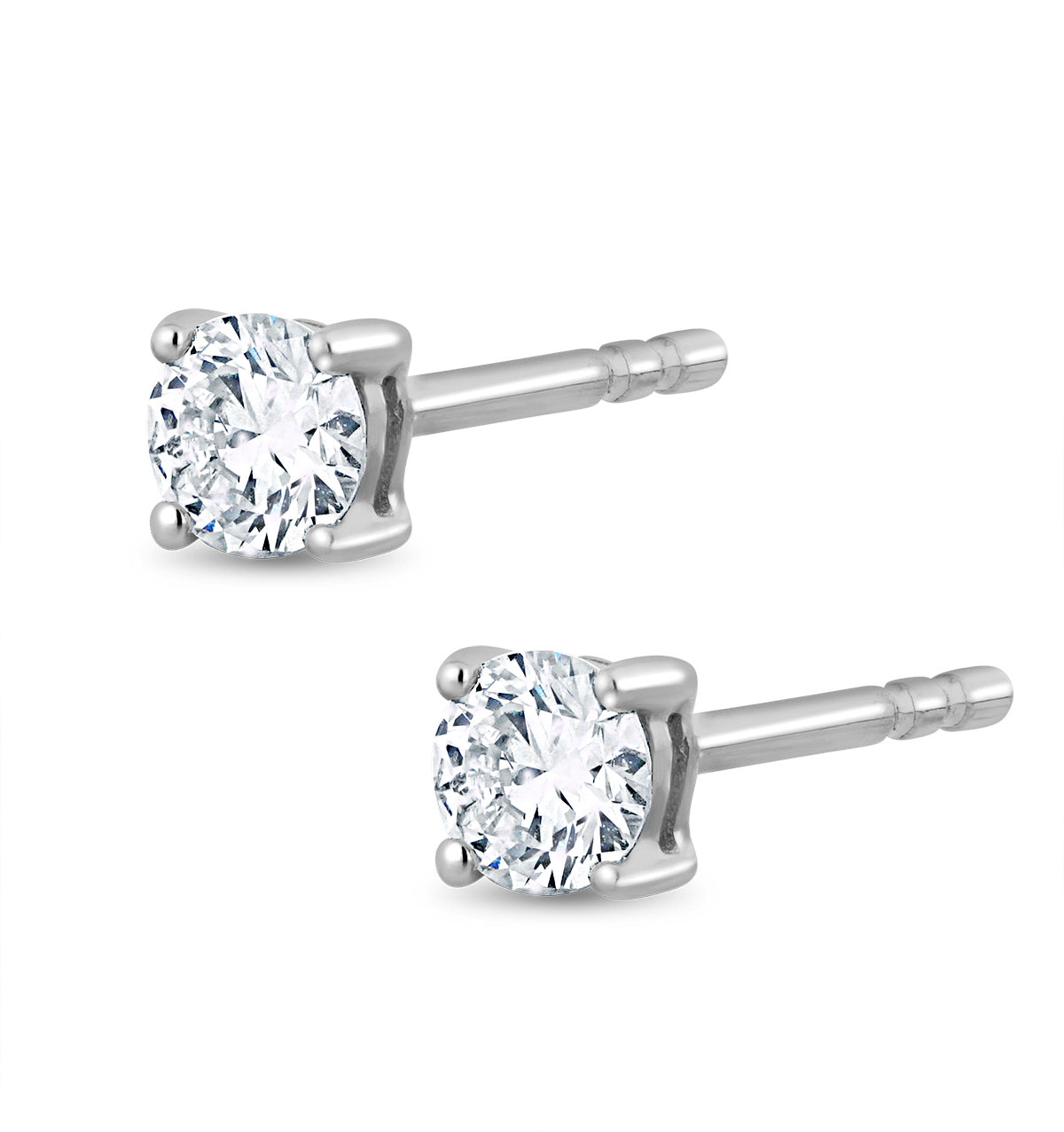 Lab Diamond Stud Earrings 0.20ct H/Si Quality in 9K White Gold - 3mm